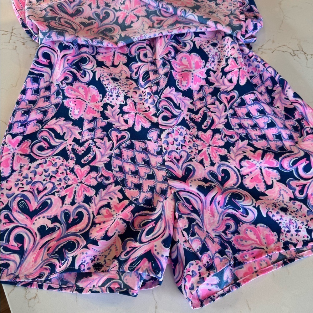 Lilly Pulitzer Pink and Blue Heart Cheetah Skort Dress Slit Side / 6 - Picture 9 of 15